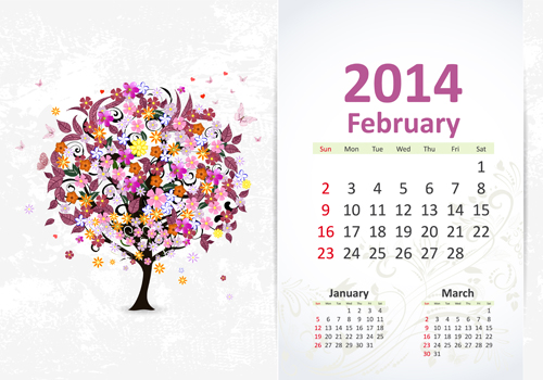 February 2014 Calendar vector