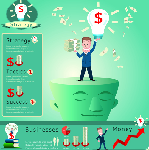 Financial elements infographics vector 01