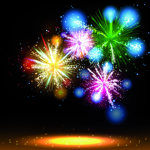 Multicolor Fireworks holiday vector 01