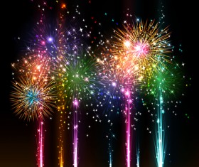 Multicolor Fireworks holiday vector 02