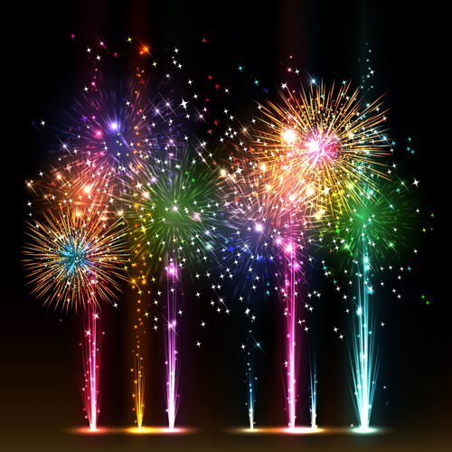 Multicolor Fireworks holiday vector 02