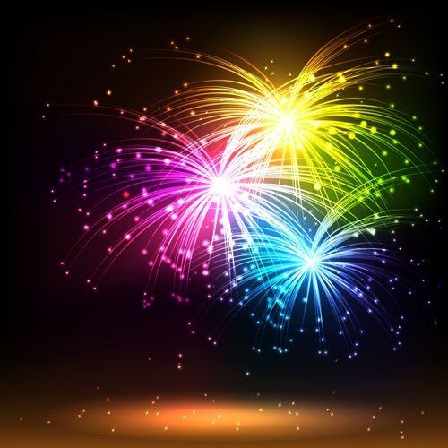 Multicolor Fireworks holiday vector 04
