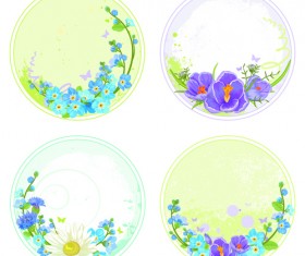 Floral round frames vector