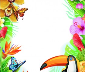 Beautiful flowers and butterflies vector background 01