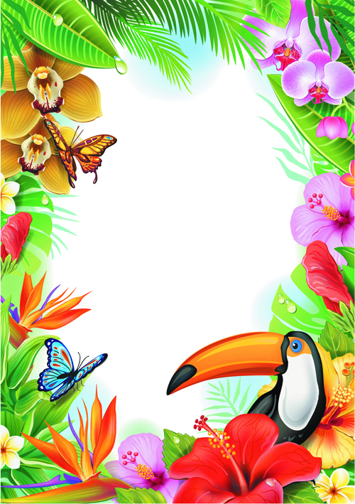 Beautiful flowers and butterflies vector background 01 free download