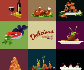 Different Food Objects Vector 03