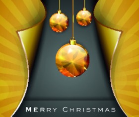 Golden Christmas baubles vector background