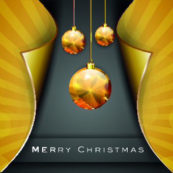Golden Christmas baubles vector background