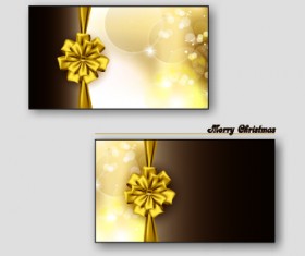 Golden bow christmas cards vector