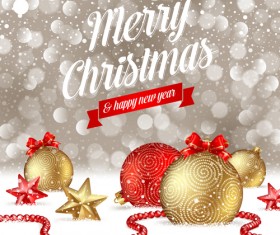 Halation christmas baubles vector background