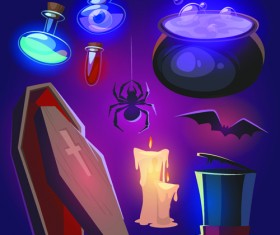 Halloween elements icons vector 01