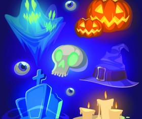 Halloween elements icons vector 02