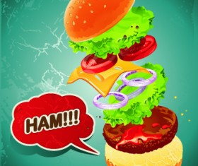 Hamburger poster design vector