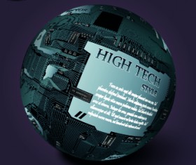 Earth with High tech background vector 02