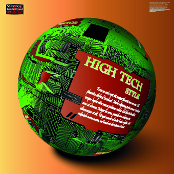 Earth with High tech background vector 03