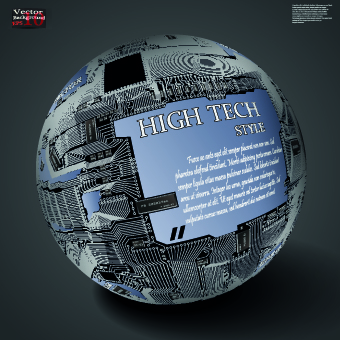 Earth with High tech background vector 05