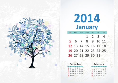 January 2014 Calendar vector free download