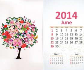 June 2014 Calendar vector