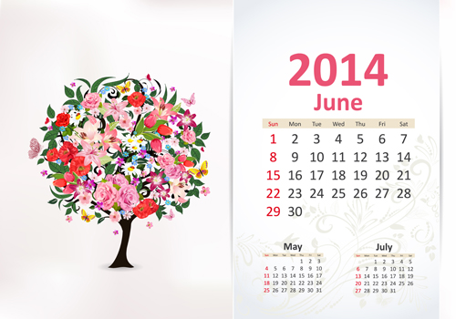 June 2014 Calendar vector