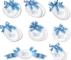 Beautiful Paper Labels Bows vector 03