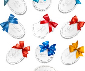 Beautiful Paper Labels Bows vector 04