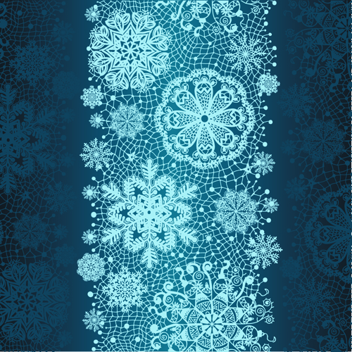 Christmas Snowflake Lace vector set 01