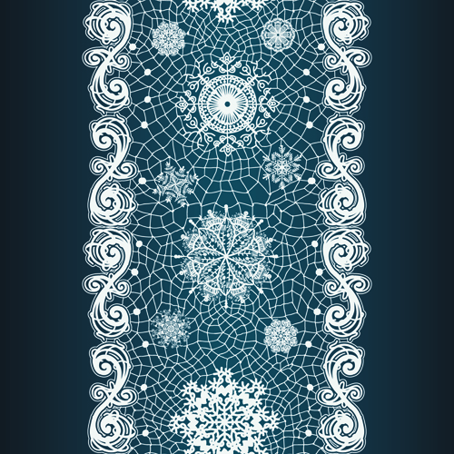 Christmas Snowflake Lace vector set 02