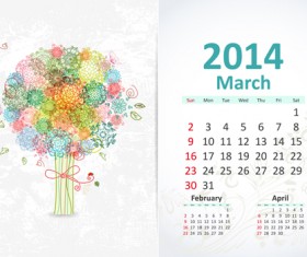 March 2014 Calendar vector