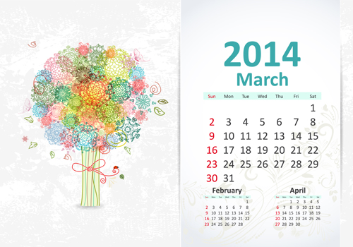 March 2014 Calendar vector