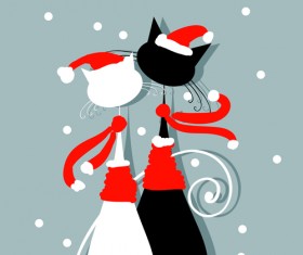 Amusing Christmas cats vector graphics 01