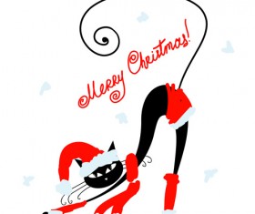 Amusing Christmas cats vector graphics 02