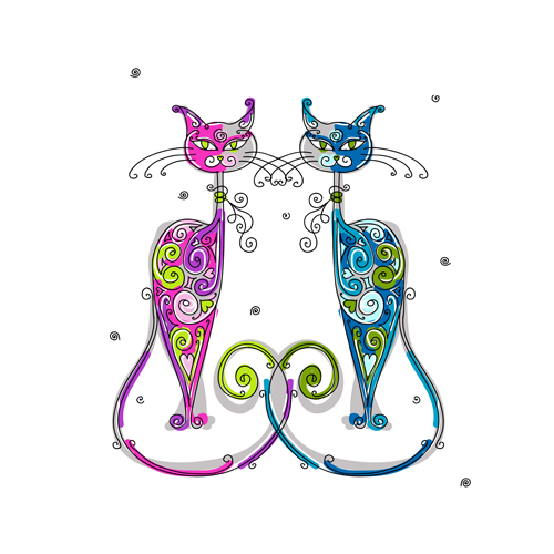 Amusing Christmas cats vector graphics 03