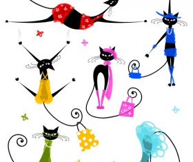 Amusing Christmas cats vector graphics 05