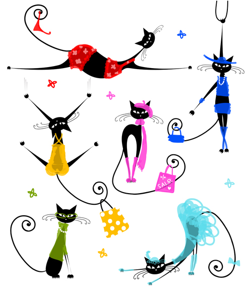 Amusing Christmas cats vector graphics 05