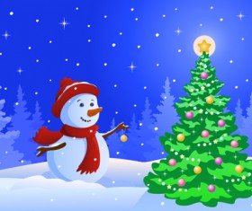 Cartoon Winter Nature background vector 01