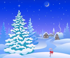 Cartoon Winter Nature background vector 03