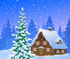 Cartoon Winter Nature background vector 04