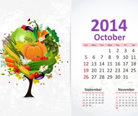 October 2014 Calendar vector