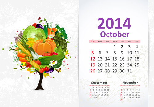 October 2014 Calendar vector