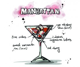 Hand Drawn Cocktails Recipes vector 01