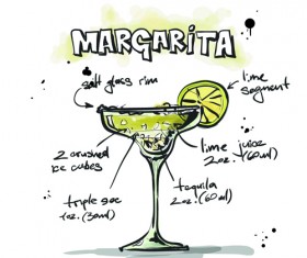 Hand Drawn Cocktails Recipes vector 02