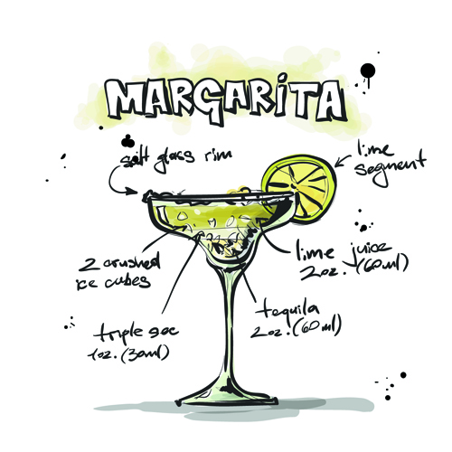 Hand Drawn Cocktails Recipes vector 02
