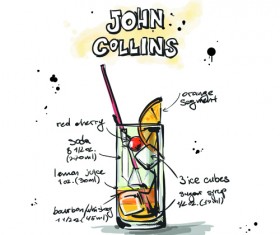 Hand Drawn Cocktails Recipes vector 03