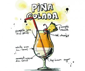 Hand Drawn Cocktails Recipes vector 04