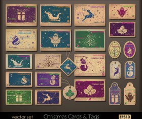 Retro Christmas card and tags