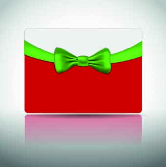 Ribbon Christmas card vector 01
