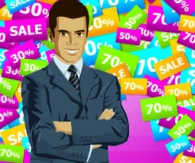 Sale poster with people vector set 03