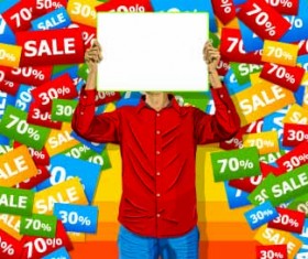 Sale poster with people vector set 05