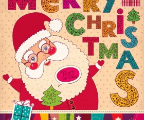 Vintage Cute Santa background vector 01
