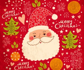 Vintage Cute Santa background vector 02